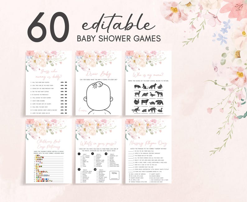 Baby in Bloom Baby Shower Games Bundle