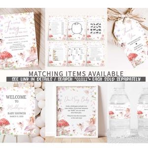 a set of wedding items including a water bottle and a card