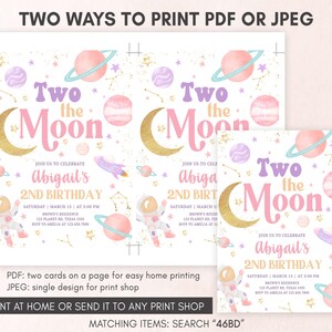 Two the Moon Birthday Invitation Template