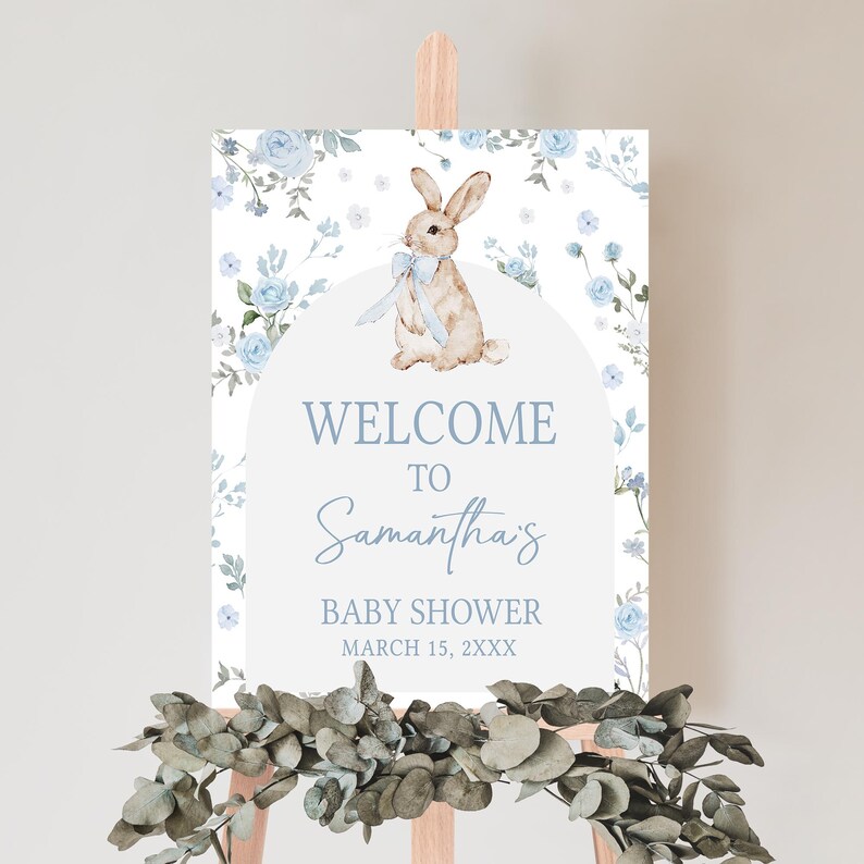 Boy Bunny Welcome Sign
