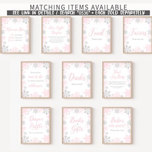 Redigerbar rosa liten snöflinga babyshowerinbjudan, inbjudan till babyshower med vintersnöflinga för flicka, mall för inbjudan till vinterbabyshower, 0536 bild 5