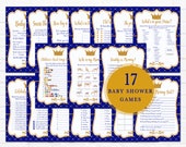 Prince Baby Shower Games Package, Prince Baby Shower Game, Royal Party, Royal Blue and Gold Baby Shower Games 28
