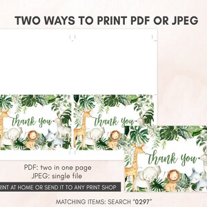 Editable Safari Baby Shower Invitation Bundle, Greenery Jungle Baby Shower Invite Set, Wild One Safari Animals Baby Shower Invitation, 0297 image 6