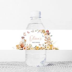 Editable Butterfly Baby Shower Bottle Label, A Little Butterfly Girl Baby Shower Water Label, Butterfly Spring Baby Shower Stickers, 01021