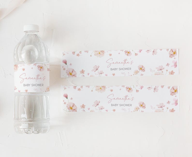Baby in Bloom Baby Shower Water Labels