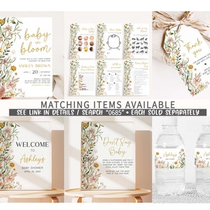 Editable Baby in Bloom Garden Baby Shower Due Date Calendar, Wildflower Spring Baby Shower Calendar, Baby in Bloom Floral Baby Shower, 0685 image 2