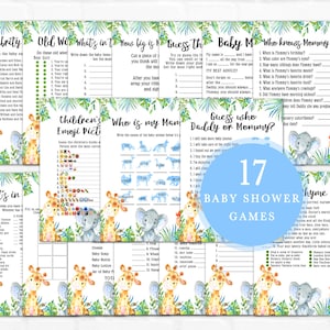 Printable Safari Baby Shower Games Bundle, Jungle Safari, Safari Animals Games, Boy Shower, Printable Games Package, Instant Download BSL 96