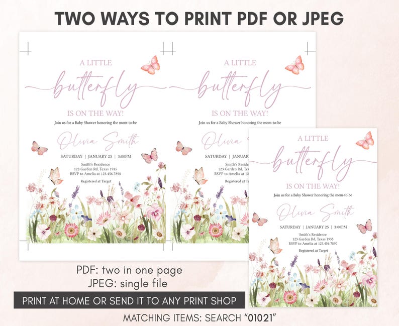 Butterfly Baby Shower Invitation Template