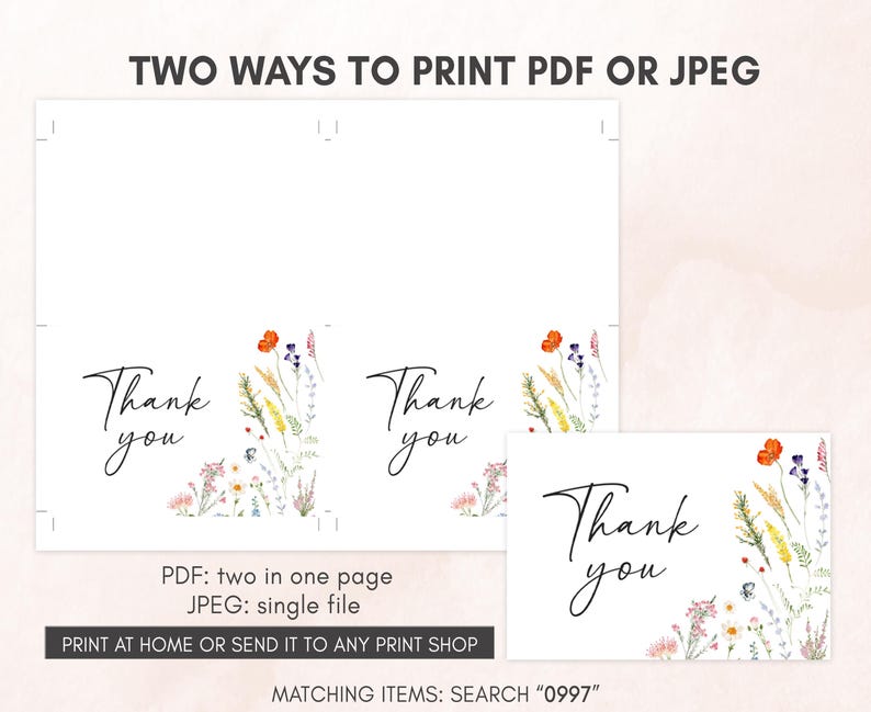 two thank cards with flowers on them