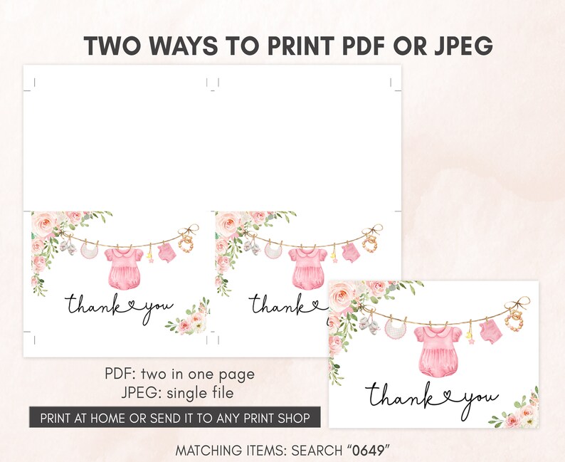 two ways to print a thank card for a baby shower