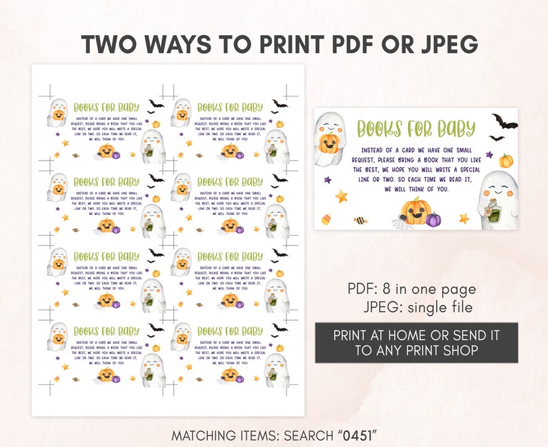 Editable A Little Boo Baby Shower Invitation Bundle, Gender Neutral Halloween Baby Shower Invite Set, Ghost Baby Shower Invitation Pack 0451 image 6