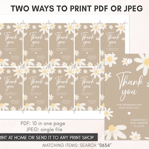 two ways to print a thank card with daisies