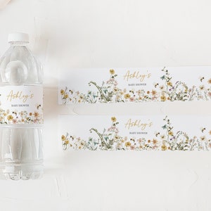 Editable Bee Baby Shower Bottle Label, Mommy to Bee Gender Neutral Baby Shower Water Label, Wildflower Bee Baby Shower Bottle Stickers, 0639 image 3