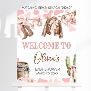 Editable A Little Cowgirl Baby Shower Welcome Sign, Girl Baby Clothes ...
