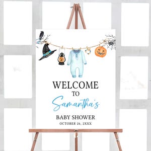 Blue A Little Boo Welcome Sign