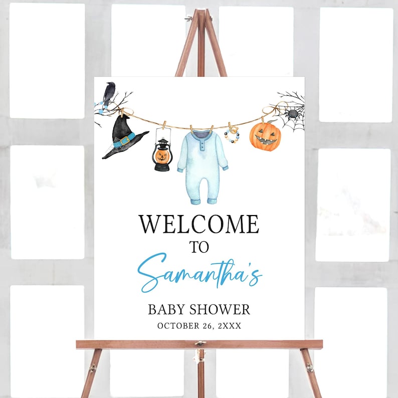 Blue A Little Boo Welcome Sign