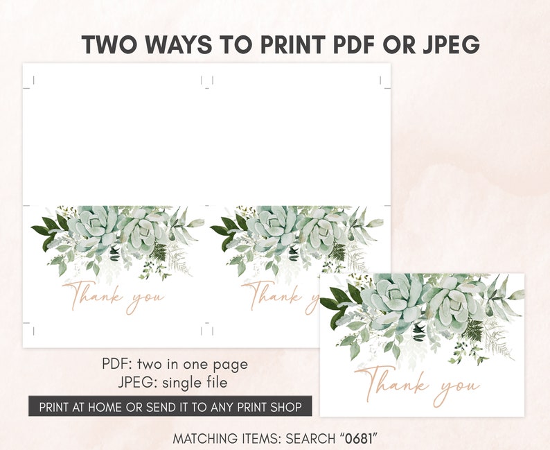 two ways to print a wedding thank card