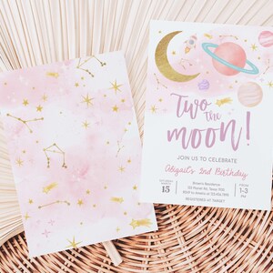 a pink and gold space themed birthday party