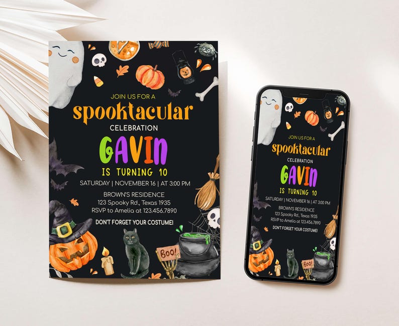 Halloween Birthday Party Invites