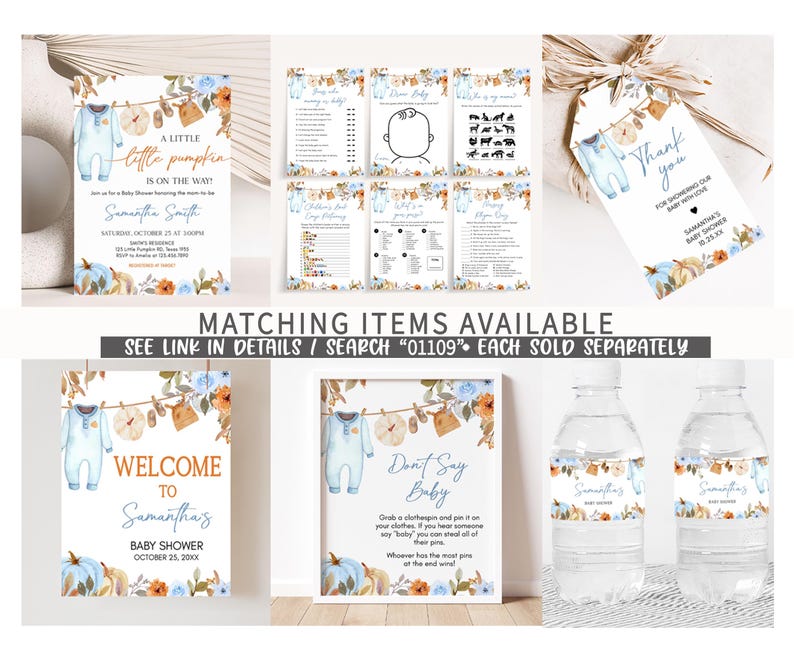 matching items available for a baby shower