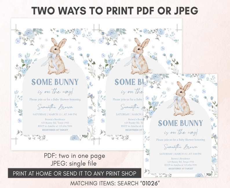 Boy Bunny Invitation Template