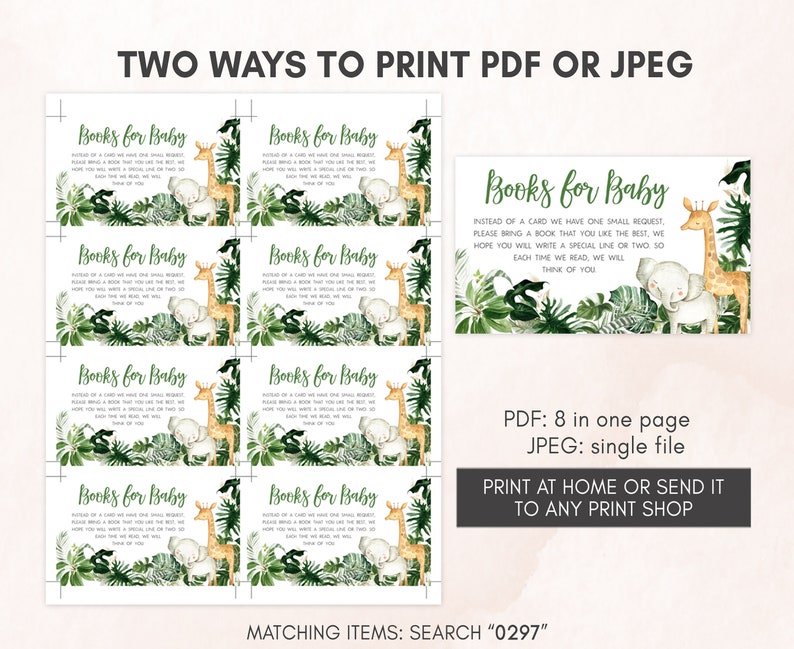 Editable Safari Baby Shower Invitation Bundle, Greenery Jungle Baby Shower Invite Set, Wild One Safari Animals Baby Shower Invitation, 0297 image 4