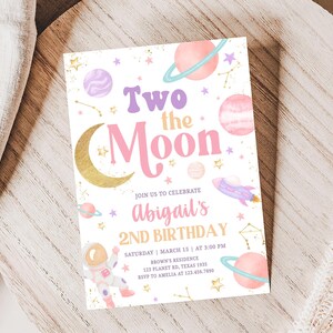Two the Moon Birthday Invitation