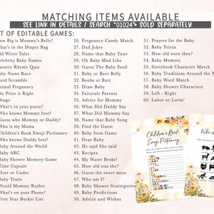 a baby shower game with a list of items