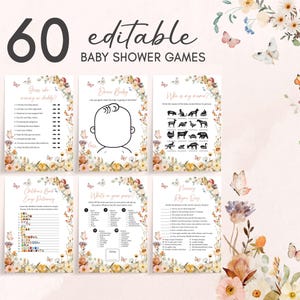 Editable Butterfly Baby Shower Games Bundle, A Little Butterfly Girl Baby Shower Game Pack, Floral Butterfly Spring Baby Shower Game, 01021