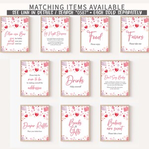Editable A Little Sweetheart Baby Shower Welcome Sign, Pink Red Heart Valentine's Baby Shower Welcome Poster, Girl Baby Shower Sign, 0587 image 4