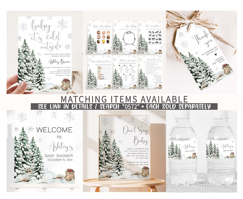 Bewerkbare baby het is koud buiten baby shower uitnodiging, genderneutrale winter baby shower uitnodiging, kerst baby shower uitnodiging sjabloon 0572 afbeelding 4