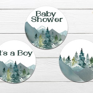Adventure Mountain Baby Shower Cupcake Toppers, Adventure Baby Shower Toppers, Printable Party Cupcake Topper, Boy Baby Shower BSL 104