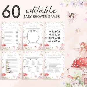 Editable A Little Fairy Baby Shower Games Bundle, Enchanted Forest Fairy Baby Shower Game Pack, Girl Magical Fairy Baby Shower Games, 01011