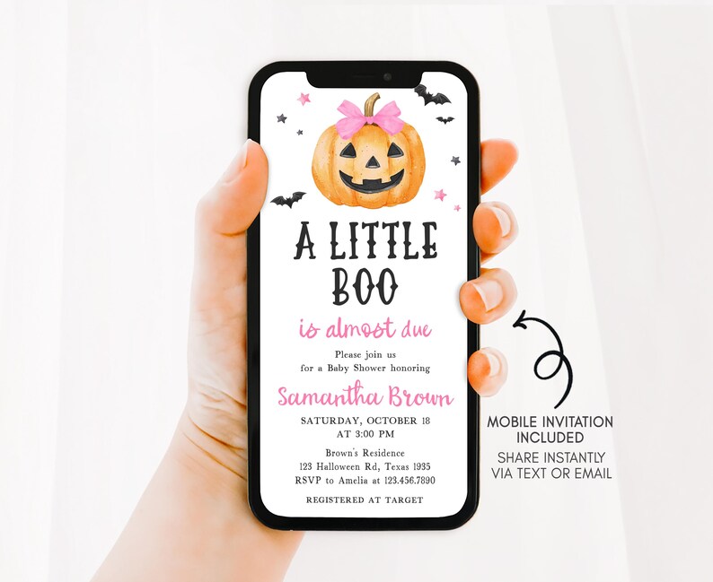 Girl  A Little Boo Mobile Invitation