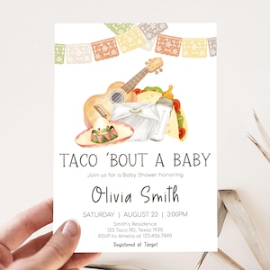 Editable Taco Bout A Baby Shower Invitation, Gender Neutral Taco Baby Shower Invitation, Boho Mexican Fiesta Baby Shower Invite, 01075