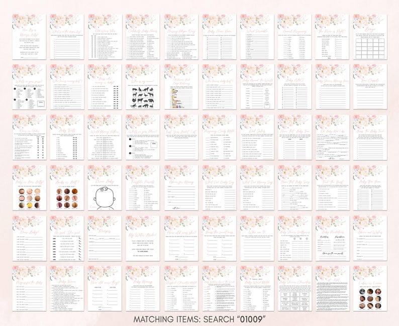 Girl Floral Baby Shower Game Pack