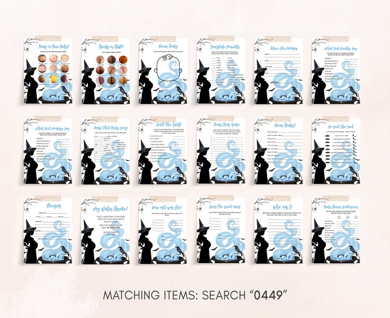 Editable A Baby is Brewing Halloween Baby Shower Games Bundle, Boy Halloween Baby Shower Game Pack, Witch Baby Shower Games Template 0449 image 3