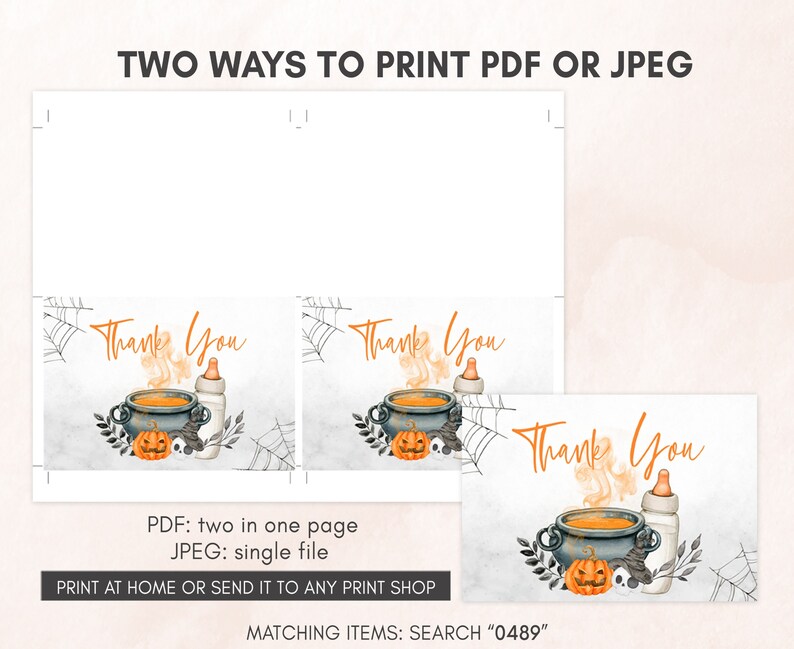 Editable A Baby is Brewing Halloween Baby Shower Invitation Bundle, Gender Neutral Halloween Baby Shower Invite Set, Witch Baby Shower, 0489 image 7
