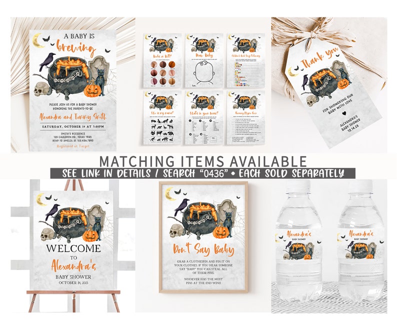 Bearbeitbar Ein Baby braut Halloween-Babyparty-Fälligkeitsdatumskalender, Hexen-Babypartykalender, gruseliger Halloween-Geburtstagsvorhersagen 0436 Bild 2