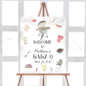 BabyQ Baby Shower Welcome Sign, BBQ Baby Shower Sign, Baby Barbeque Decorations, Couples Shower BBQ Printable Welcome Sign Template 0200
