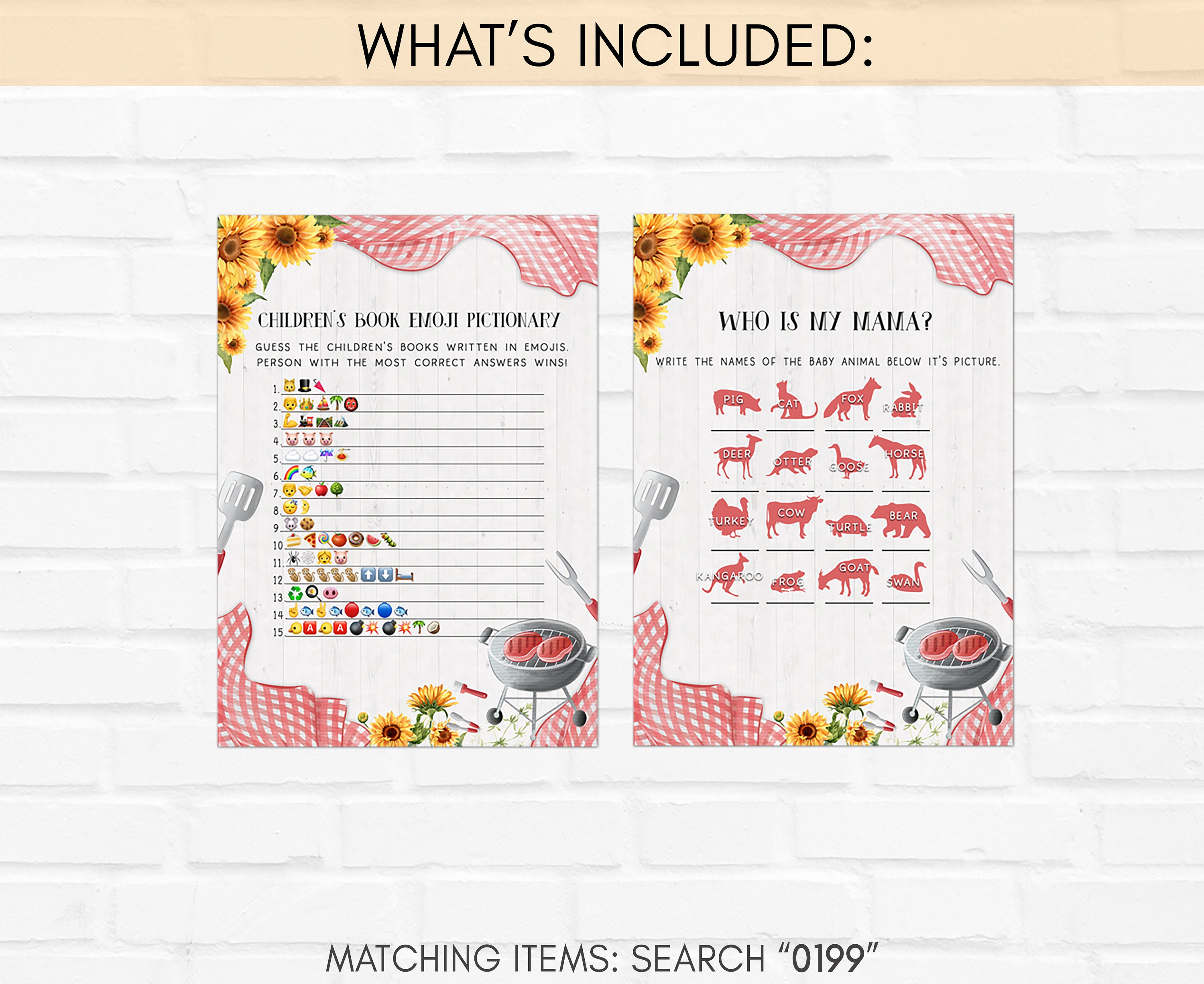 BBQ Baby Shower Games Bundle Babyq Baby Shower Game Pack Etsy