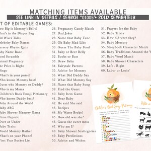 a list of matching items available for a baby shower
