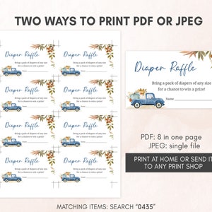 Editable Blue Pumpkin Pickup Truck Baby Shower Invitation Bundle, Fall Baby Shower Invite Set, Boy Autumn Baby Shower Invitation Pack 0435 image 5