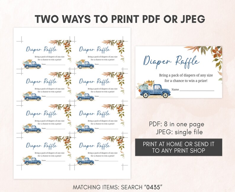 Editable Blue Pumpkin Pickup Truck Baby Shower Invitation Bundle, Fall Baby Shower Invite Set, Boy Autumn Baby Shower Invitation Pack 0435 image 5