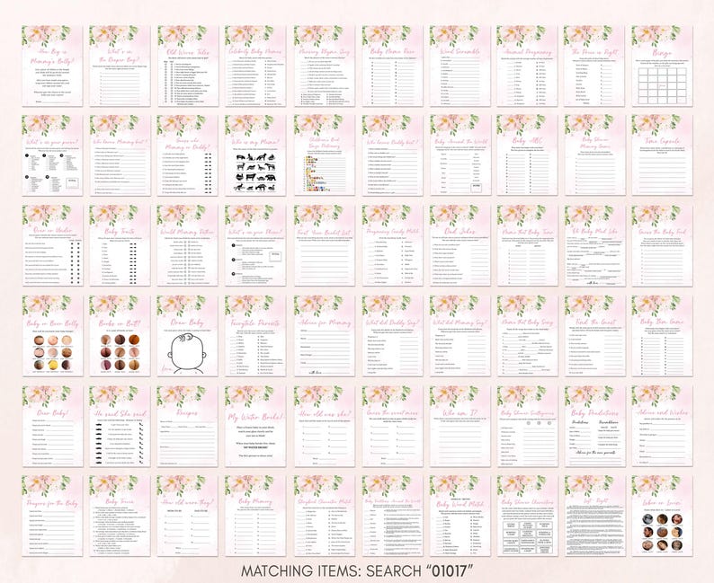 Girl Flower Baby Shower Game Pack