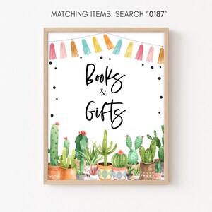 Cadeaux et livres pour baby shower Fiesta Cactus, signe de Table Taco Bout cadeaux pour bébé, Baby Shower Decor rustique signe succulent 0187
