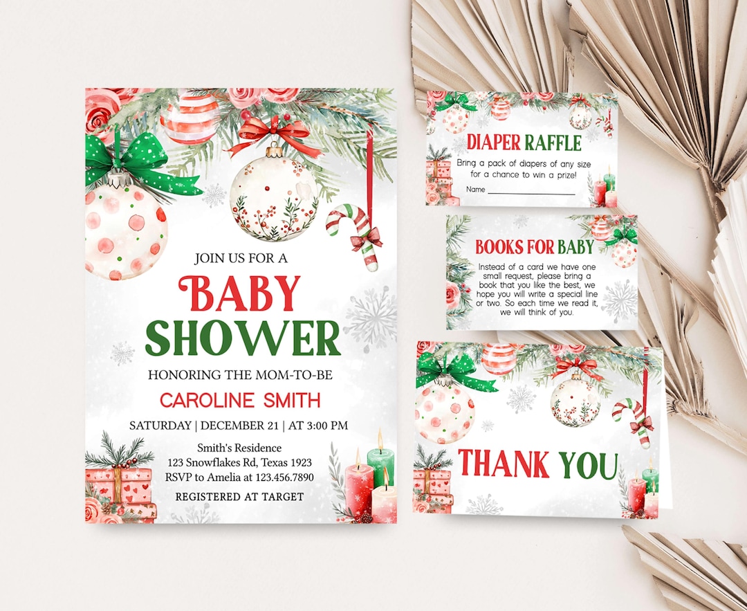 Editable Christmas Baby Winter Baby Shower Invitation Bundle, Gender ...