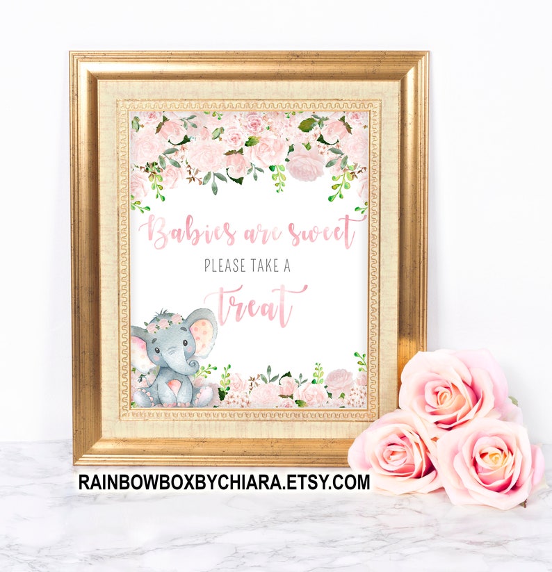 Elephant Baby Shower Decorations Elephant Take A Treat Sign Etsy