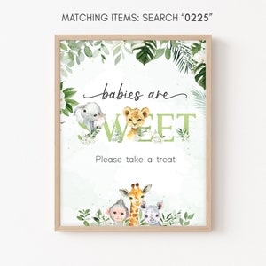 Babies are Sweet Sign Safari Baby Shower Jungle Baby Shower Sweet Treat Sign Tropical Boy Jungle Safari Wild Animals Printable Template 0225