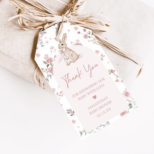 Girl Bunny Baby Shower Favor Tag